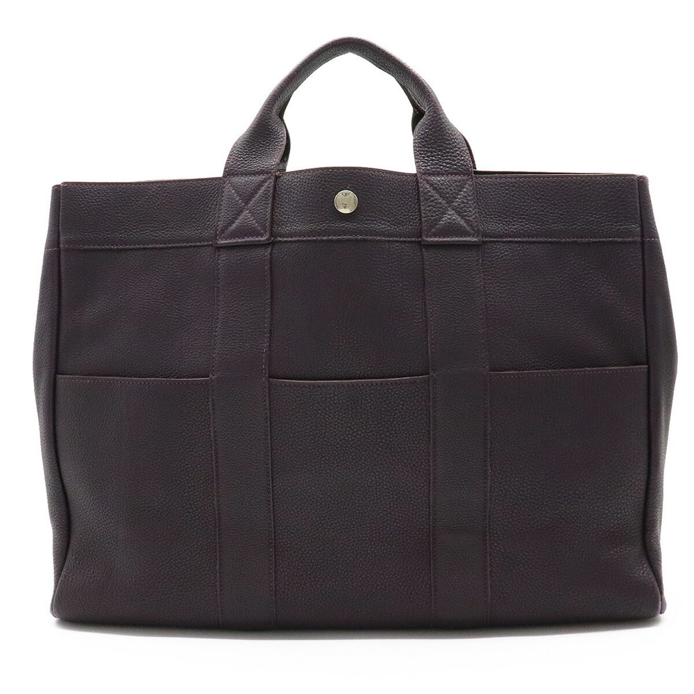 HERMES Four Tote MM All Leather Bag Handbag Togo Raisin Purple F Engraved